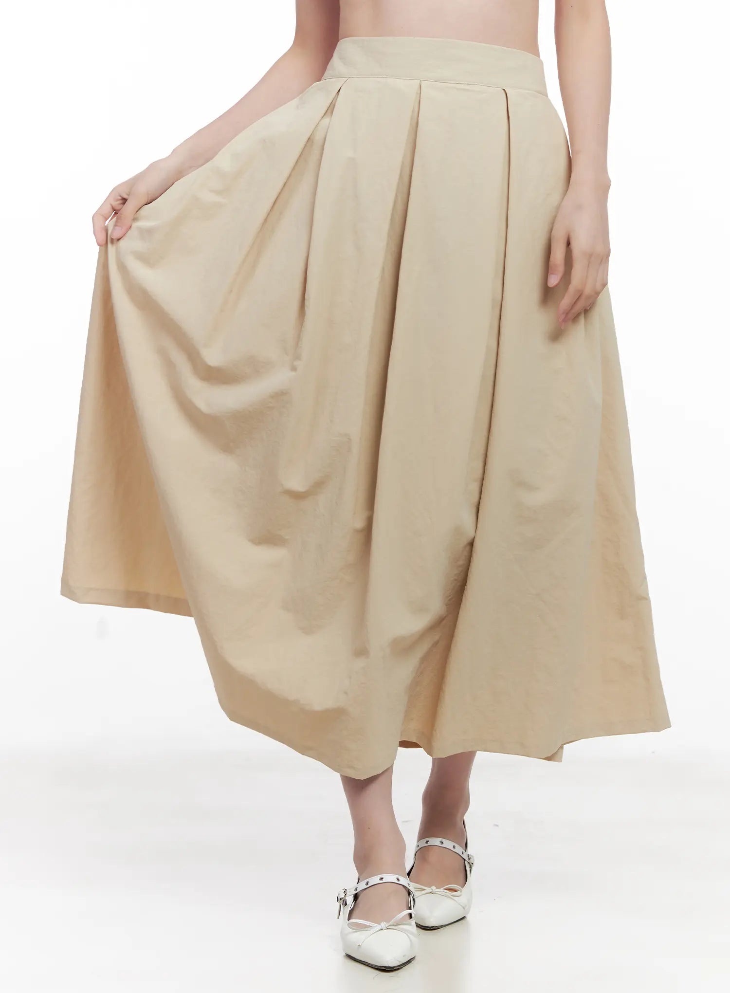 Pleated Flare Maxi Skirt CL524